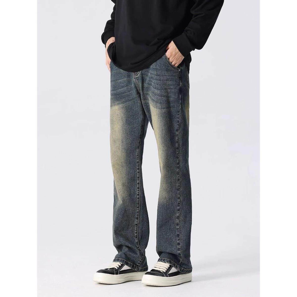 新因素美式高街覆古水洗深蓝牛仔裤男款直筒宽松修身休闲vibe裤子