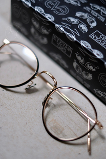 日本手造眼镜EYEVAN7285 717W中金梨圆精致轻巧纯钛框胶圈框近视