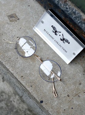 日本BJ CLASSIC111S七宝烧蓝色全框眼镜胶圈复古文艺圆框可配镜片