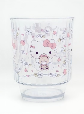少女生树脂卡通可爱Kitty猫透明创意喝水杯380mlkt猫饮水漱口杯子