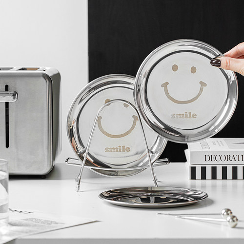 蒸膳味不锈钢吐骨碟小吃碟子套装