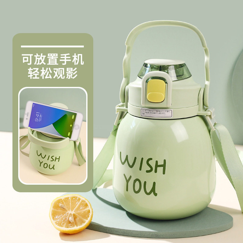 新款保温大肚杯1000ml颜色随机