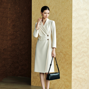 气质知性优雅中长款 柏易兰轻熟简约风白色西装 连衣裙女职业装