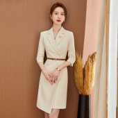 白色西装 裙 气质高端女神范主持人正装 连衣裙女春秋2024新款 职业装