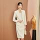 上班工作服 裙子两件套面试商务正装 柏易兰白色职业套装 女春秋西装
