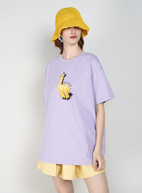 ANGEL CHEN陈安琪 原创设计宽松手勾小动物T恤