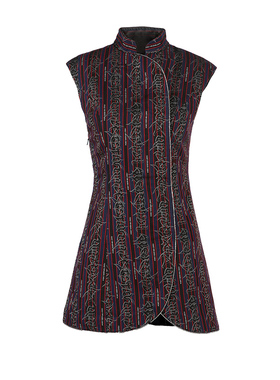 ANGEL CHEN 陈安琪 原创设计 水晶饰边中式连衣裙女