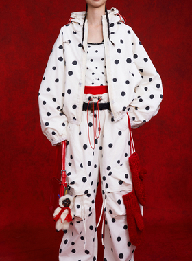 ANGEL CHEN设计师品牌陈安琪 PS26 米白波点连帽花边棉夹克