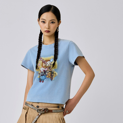 ANGEL CHEN设计师品牌陈安琪 AW26 雪怪小羊印花修身T恤