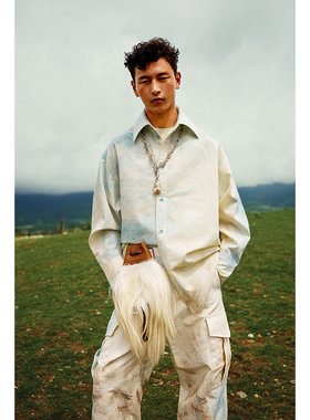 ANGEL CHEN陈安琪 AW24 白水台扎染印花羊毛肌理衬衫