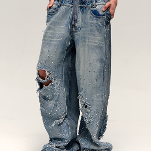 磨破钻石牛仔裤 王鹤棣同款 PS26 CHEN设计师品牌陈安琪 ANGEL