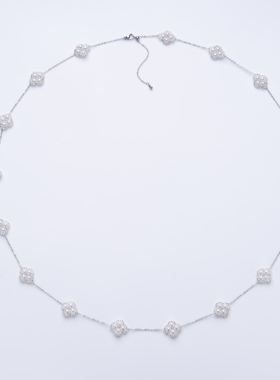 爱迪生珍珠时尚款白色珍珠毛衣链4-5mmHLS