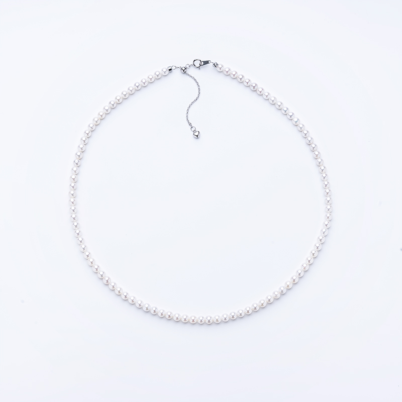【】爱迪生珍珠银S925白色珍珠项链4-4.5mm