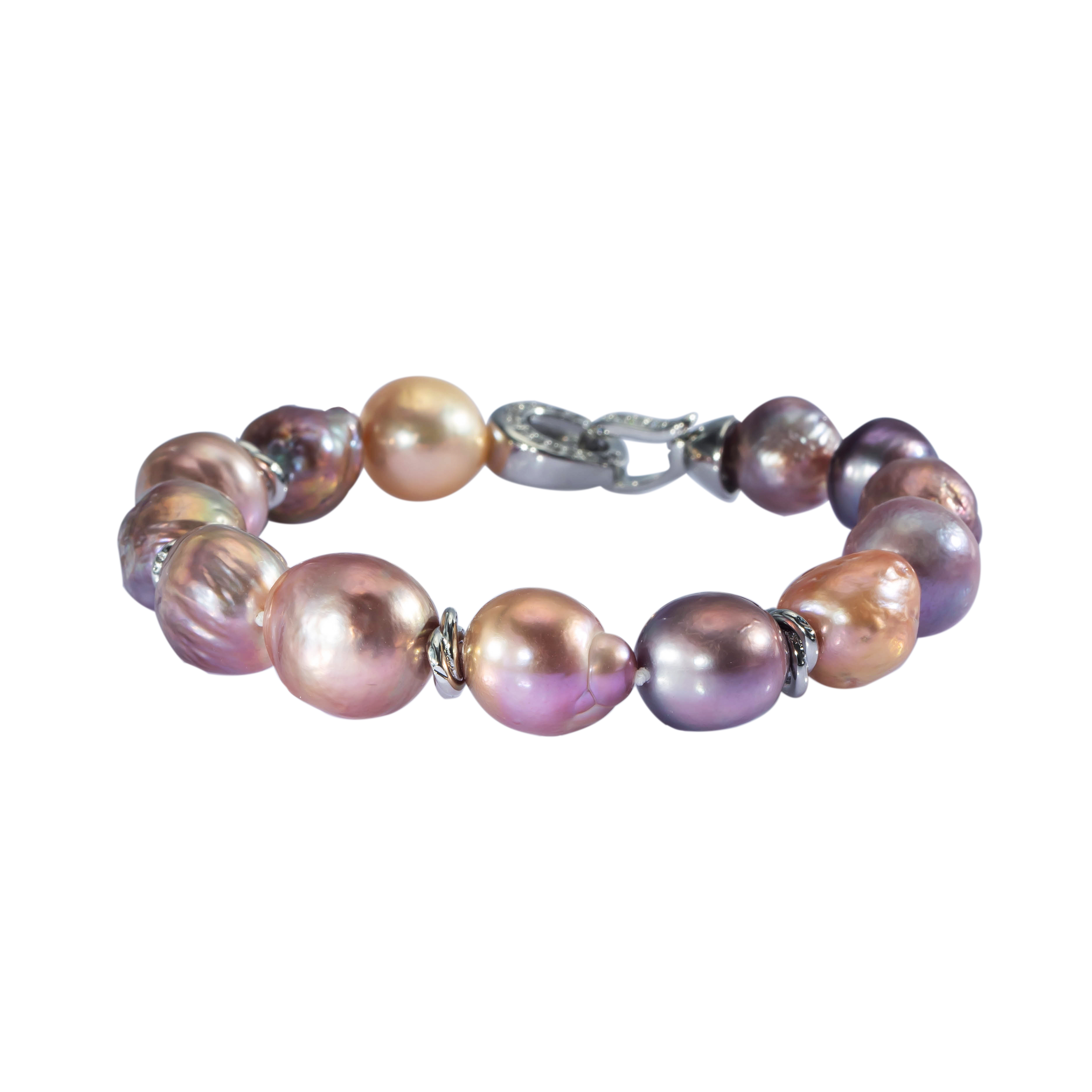 【爱迪生专场】爱迪生珍珠合金糖果色巴洛克珍珠手链10-13mm