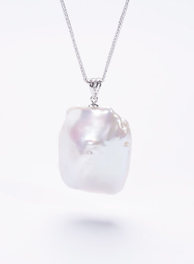 爱迪生珍珠银S925白色巴洛克吊坠HLS