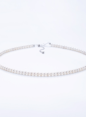 【】爱迪生珍珠银S925经典款白色珍珠小米链HLS