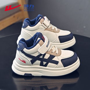 回力男童鞋子2025新款秋冬季皮面冬鞋儿童二棉鞋加绒加厚防滑板鞋