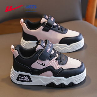 回力女童板鞋2025新款冬鞋皮面防水二棉鞋秋冬女款儿童加绒运动鞋