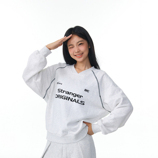 11E 380g精梳棉毛圈秋冬运动哈苏线休闲松弛舒适V领卫衣 选手