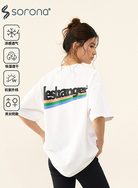 11E 彩虹LOGO印花情侣索罗娜凉感美式高街宽松春夏短袖T恤