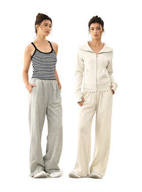 11E 微喇A字裤男女同款运动风宽松直筒拖地休闲裤女新款长裤