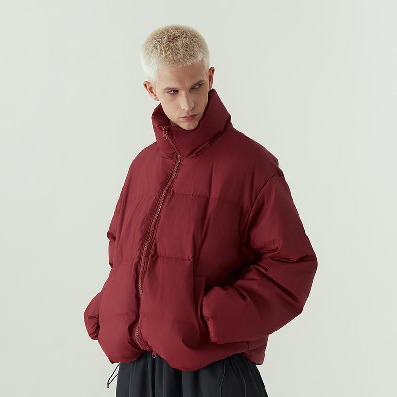 11E clean fit风格皮衣羽绒服简约宽松高级感加厚立领羽绒服外套