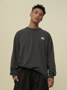 陈立农同款 T恤潮 基础落肩圆领男女运动休闲黑色春夏长袖 11E