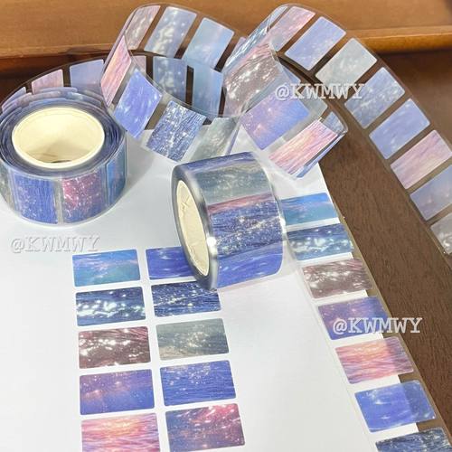 高颜值蓝色星海闪砂标签贴