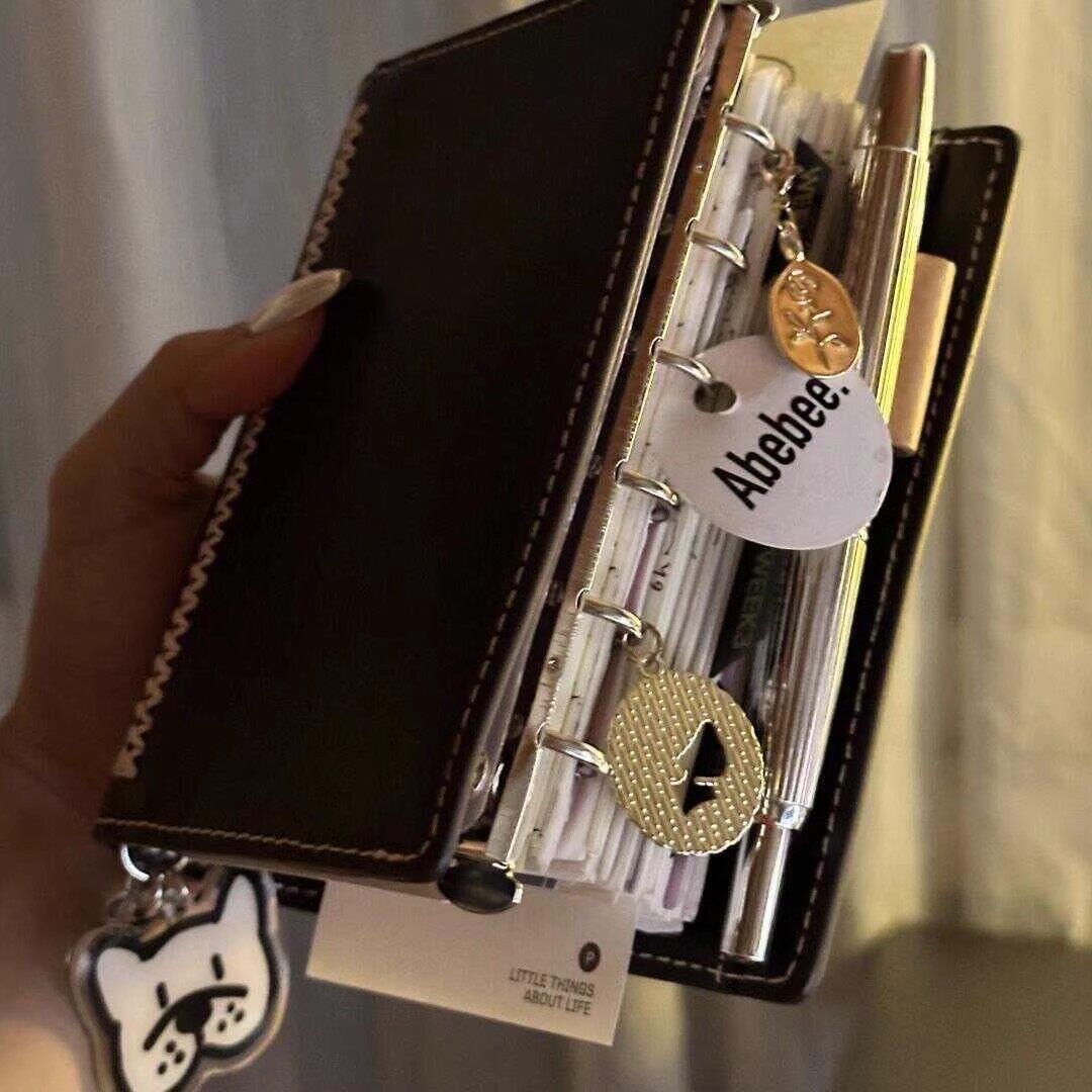 小红书同款黑巧A7双环活页本子皮质手账本高颜值随身日记diy便携,文具电教/文化用品/商务用品,手帐/日程本/计划本,淘宝优惠券,粉丝福利购,淘宝优惠卷