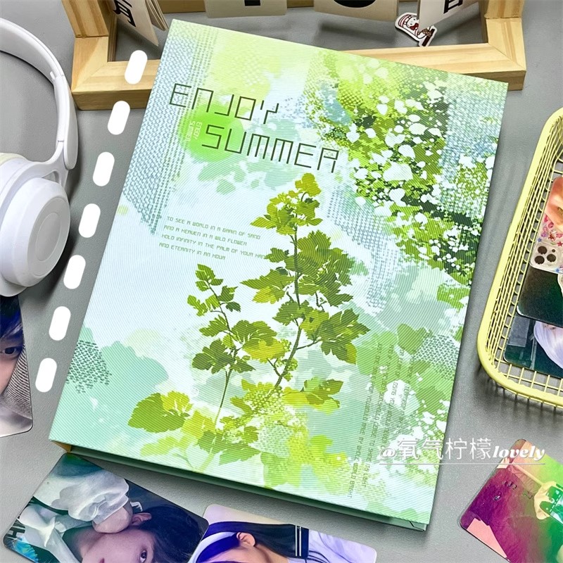 原创夏日清凉卡册A5四宫格高颜值活页相册学生追星3寸小卡收纳册