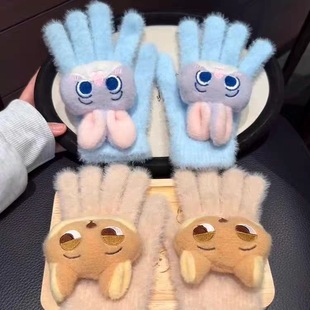 疯狂动物城手套尼克狐保暖网红五指套秋冬季毛绒可爱朱迪分指手套
