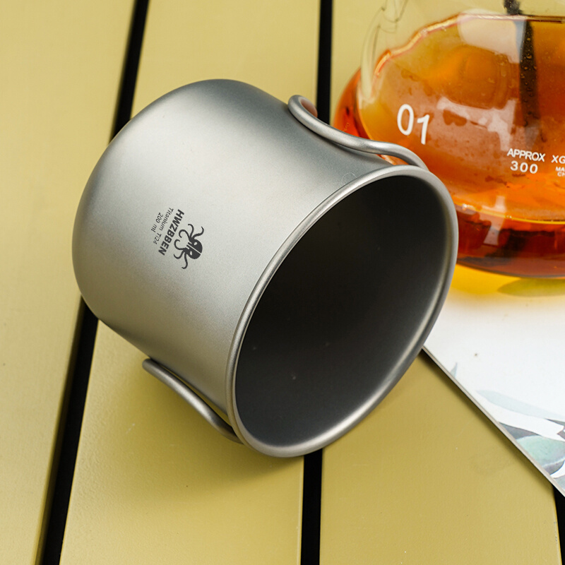 赫兹本纯钛户外露营便s携野营马克杯折叠钛杯纯色旅游外出方便