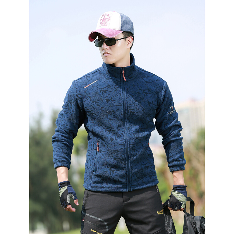 户外大码运动抓绒衣男上衣摇粒绒外套加厚保暖开衫U冲锋衣内胆男