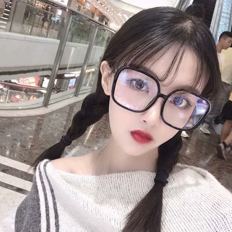 Black big transparent glasses, Korean style