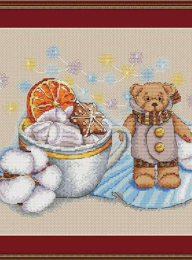 公主绣铺DMC自配套件纯棉线精准印花套件221114小熊下午茶