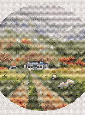 公主绣铺DMC自配套件纯棉线精准印花套件200913山坡小羊风景