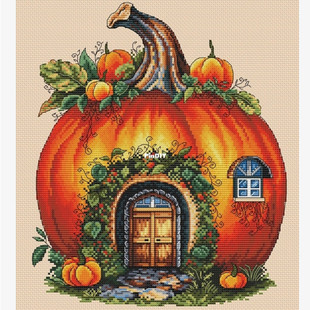 公主绣铺DMC自配十字绣纯棉线精准印花套件saga240120南瓜小房子