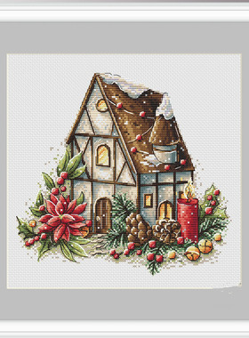 公主绣铺DMC自配套件纯棉线精准印花套件210104鲜花小房子冬季冬