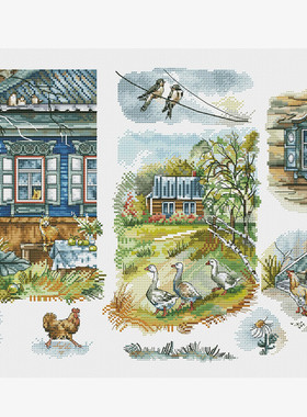 公主绣铺DMC十字绣自配套件纯棉线精准印花套件231007夏日院子