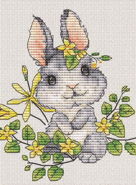 公主绣铺DMC自配套件纯棉线精准印花套件220525春天的小兔子01