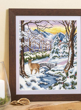 公主绣铺安卡ANC线/DMC线/R线自配套件精准印花套件A083冬季小溪