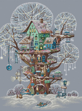 公主绣铺DMC自配套件纯棉线精准印花套件201212圣诞树屋