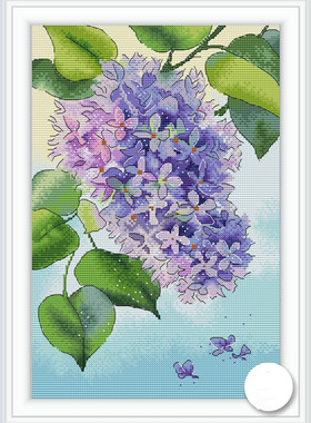 公主绣铺DMC自配套件纯棉线精准印花套件210709粉紫色丁香花