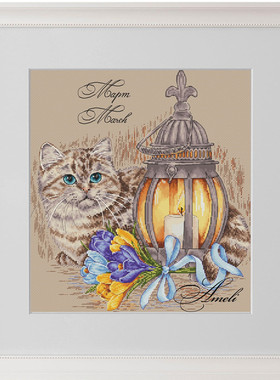 公主绣铺DMC自配套件纯棉线精准印花套件200710猫咪灯笼花朵