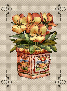 公主绣铺DMC自配套件纯棉线精准印花套件220731花花橙色