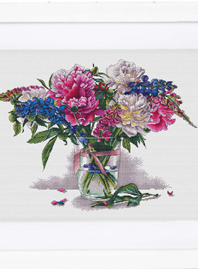 公主绣铺DMC自配套件纯棉线精准印花套件230225牡丹花瓶