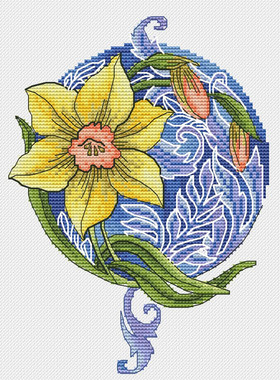 公主绣铺DMC自配套件纯棉线精准印花套件200910黄色水仙花