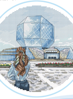 公主绣铺DMC自配套件纯棉线精准印花套件200821背影少女图书馆