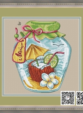 公主绣铺DMC自配套件纯棉线精准印花套件200502罐子里的风景-夏天