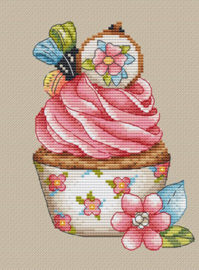 公主绣铺DMC自配套件纯棉线精准印花套件200506手工元素小蛋糕01